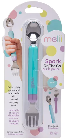 Melii Detachable Spoon & Fork With Carrying Case Blue & Purple