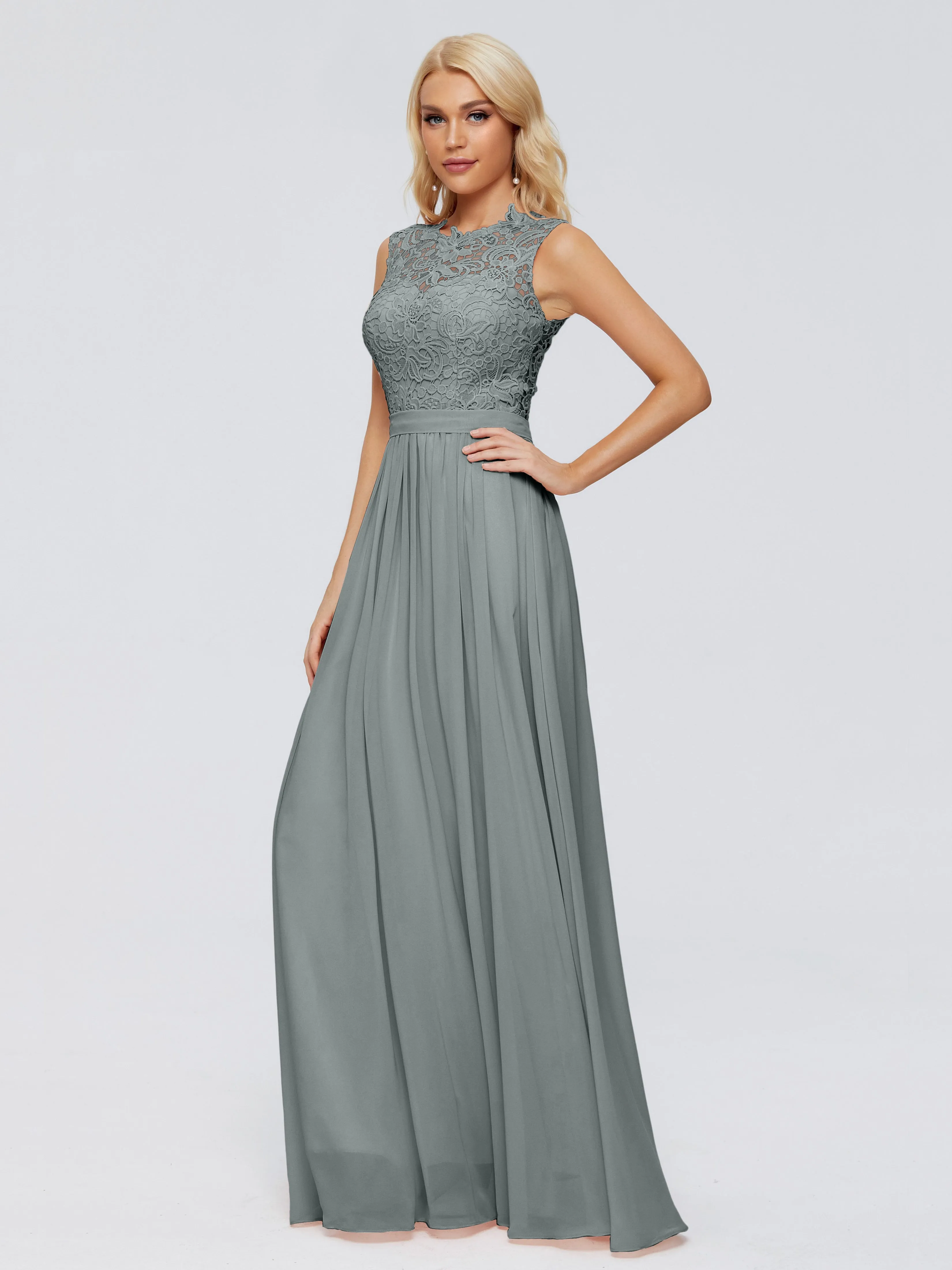 Melody Elegant Bateau Chiffon Bridesmaid Dresses