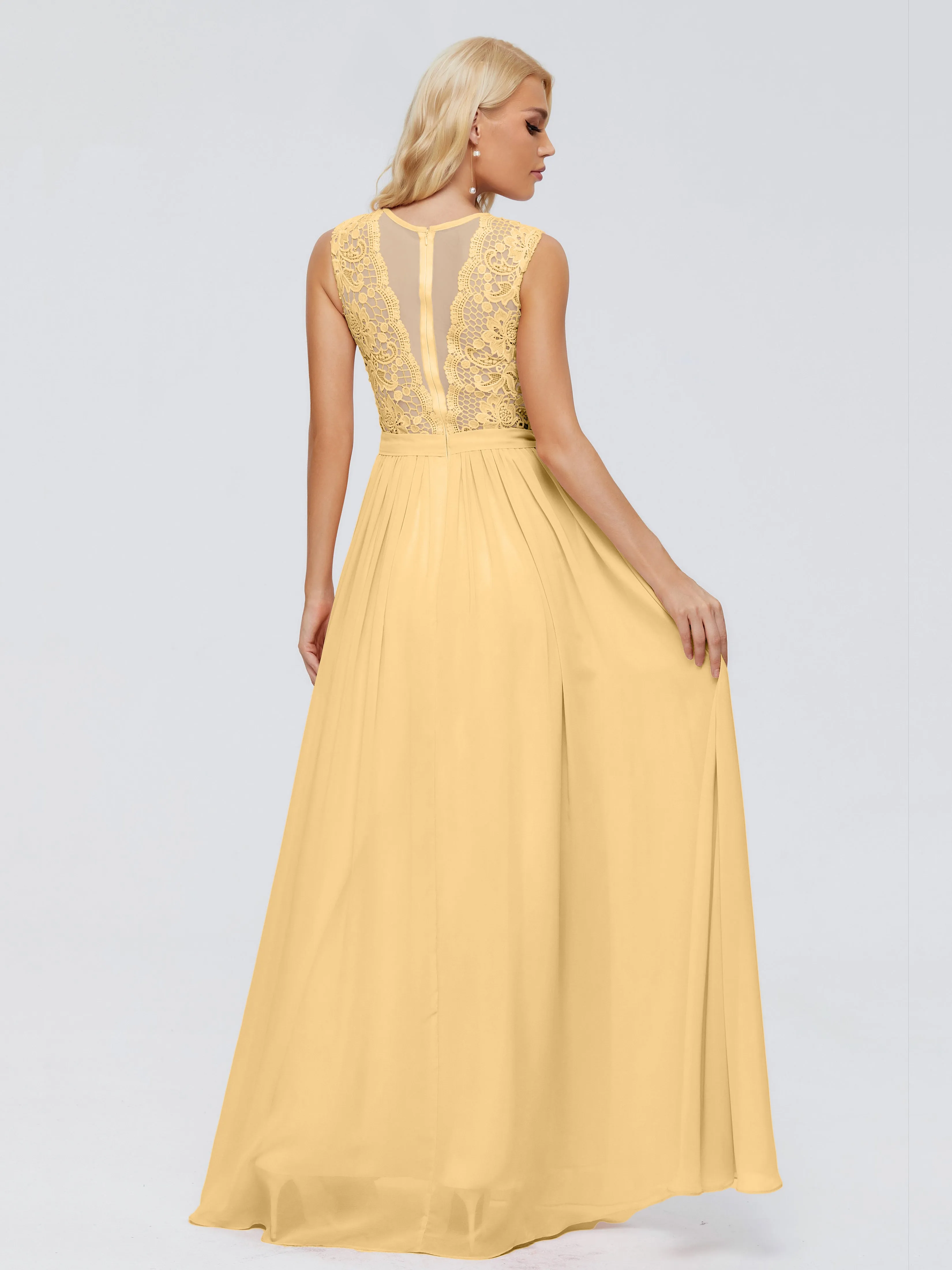 Melody Elegant Bateau Chiffon Bridesmaid Dresses