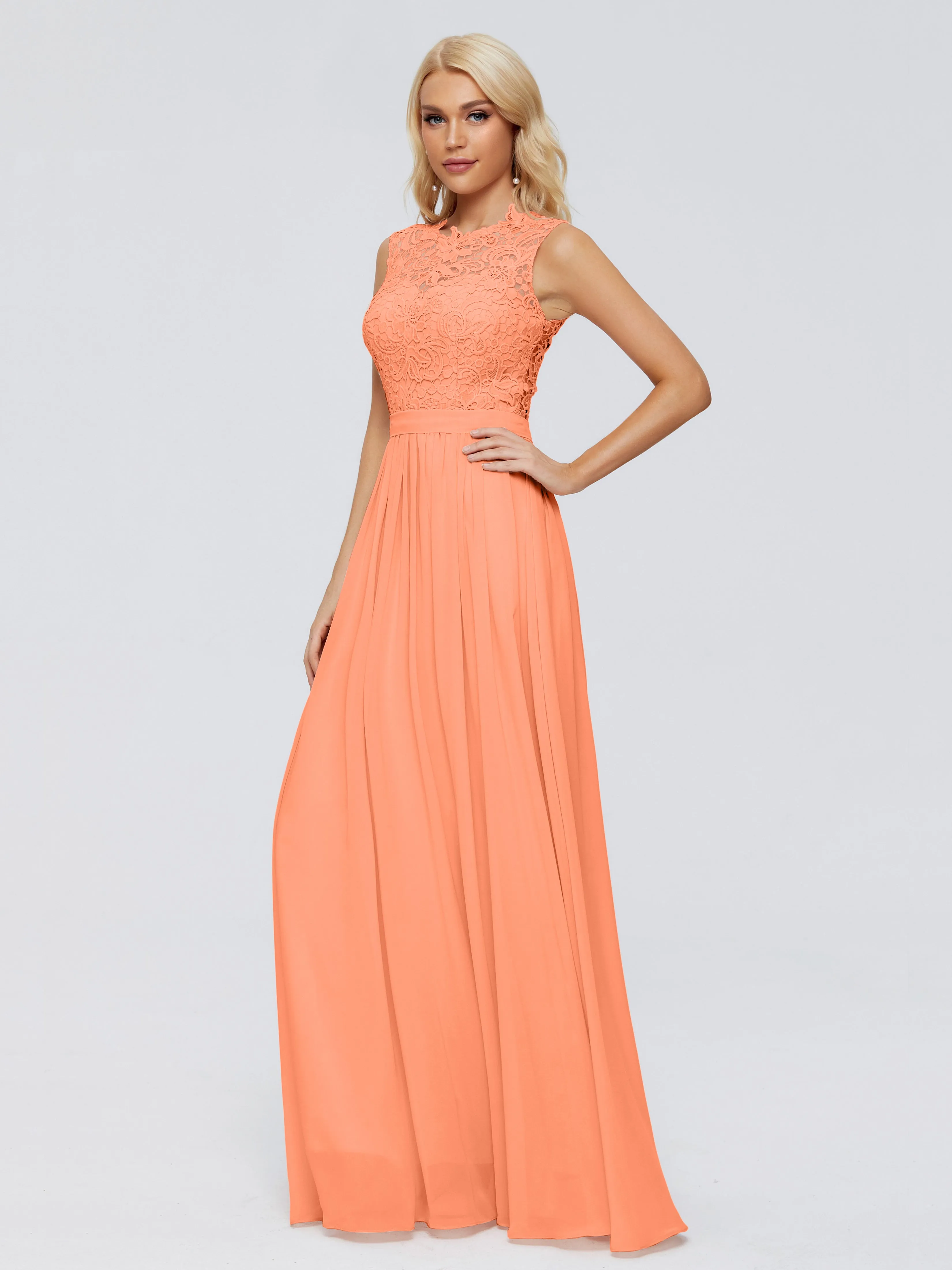 Melody Elegant Bateau Chiffon Bridesmaid Dresses