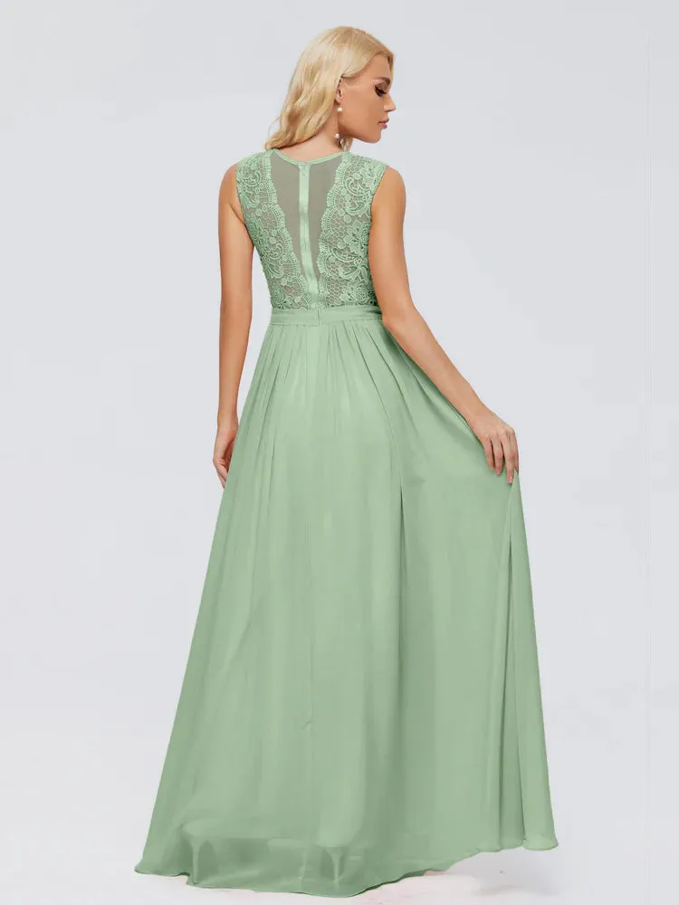 Melody Elegant Bateau Chiffon Bridesmaid Dresses