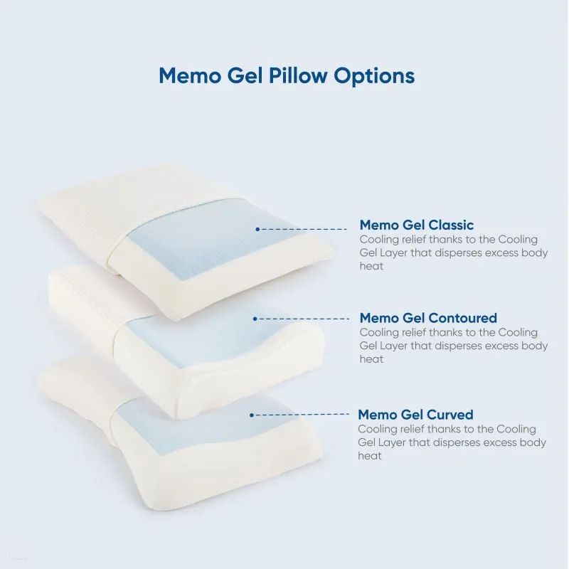 MemoGel Curved Pillow Contour Comfort and Support with Cool Gel Layer