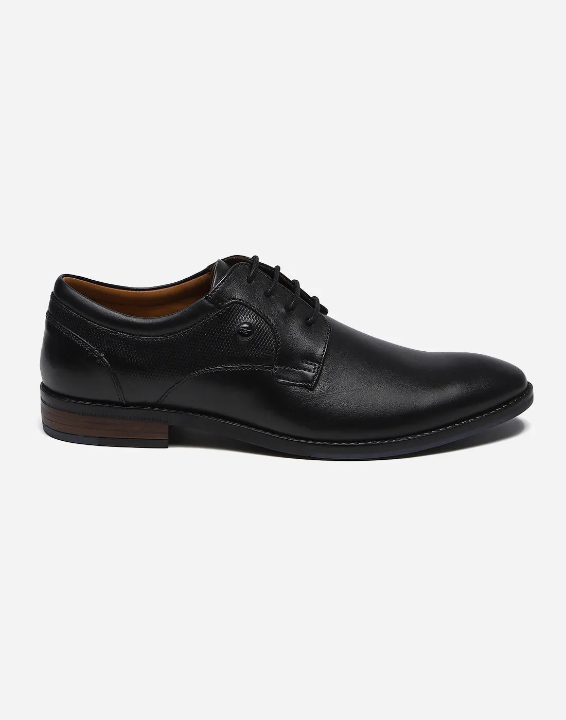 Men Black Lace Up Genuine Leather Formal Derby