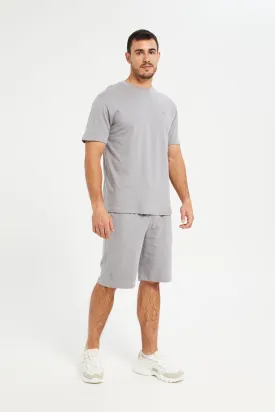 Men Grey Short Sleeves Pyjama Set (2 Piece)