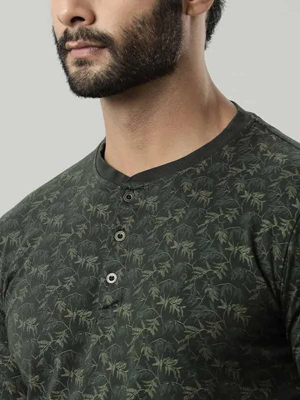 Men Printed Henley T-Shirt