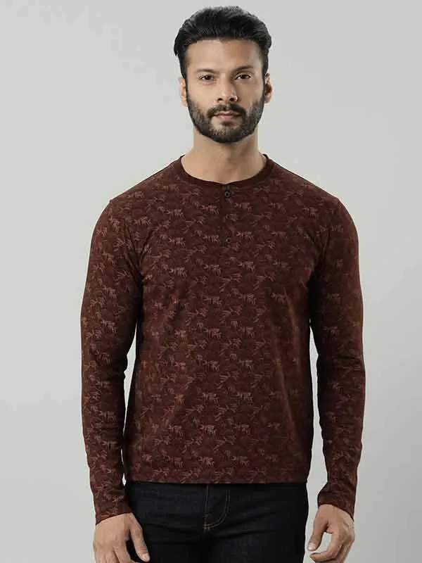 Men Printed Henley T-Shirt