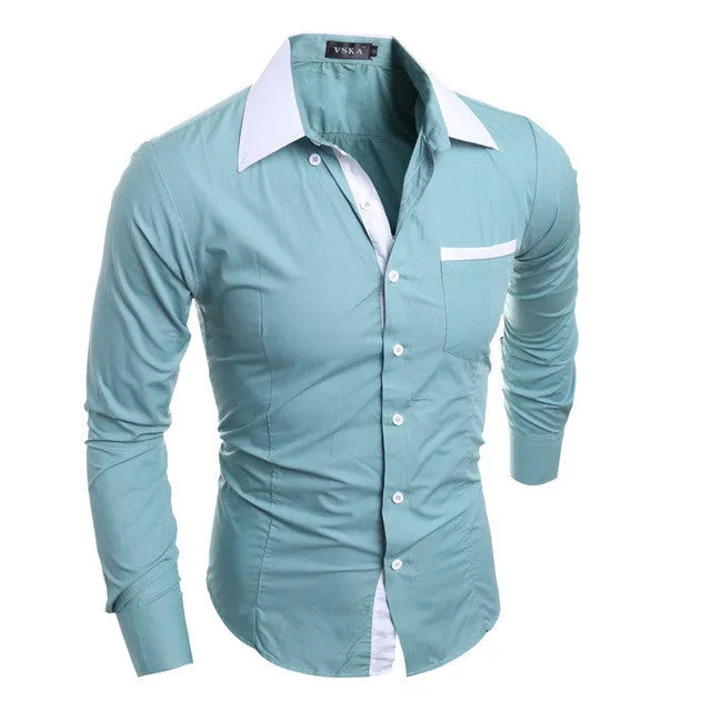 Men Shirt Luxury Brand Male Long Sleeve Shirts Casual Mens.