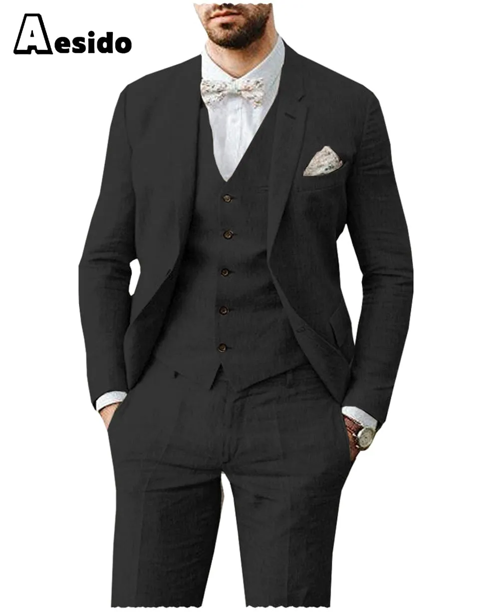 Men Suit 3 Pieces Notch Lapel Double button closure Jacket (Blazer Vest Pants)