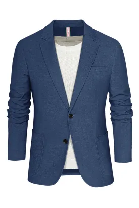 Men Two-Button Blazer Coat Long Sleeve Notch Lapel Back Slit Suit Coat