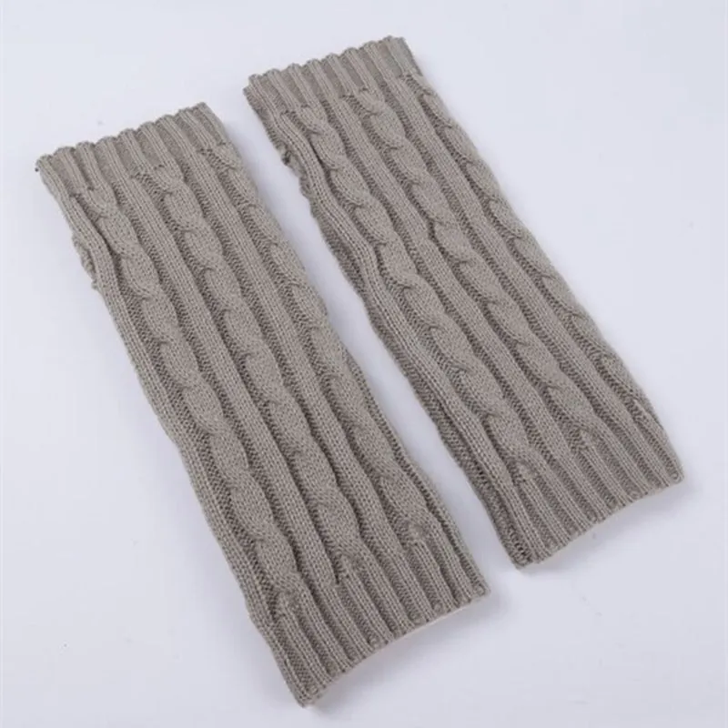 Men Women Winter Hemp Pattern Knitted Fingerless Gloves