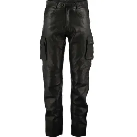 Mens 6 Pockets Jeans Style Black Combat Cargo Leather Trousers Pants