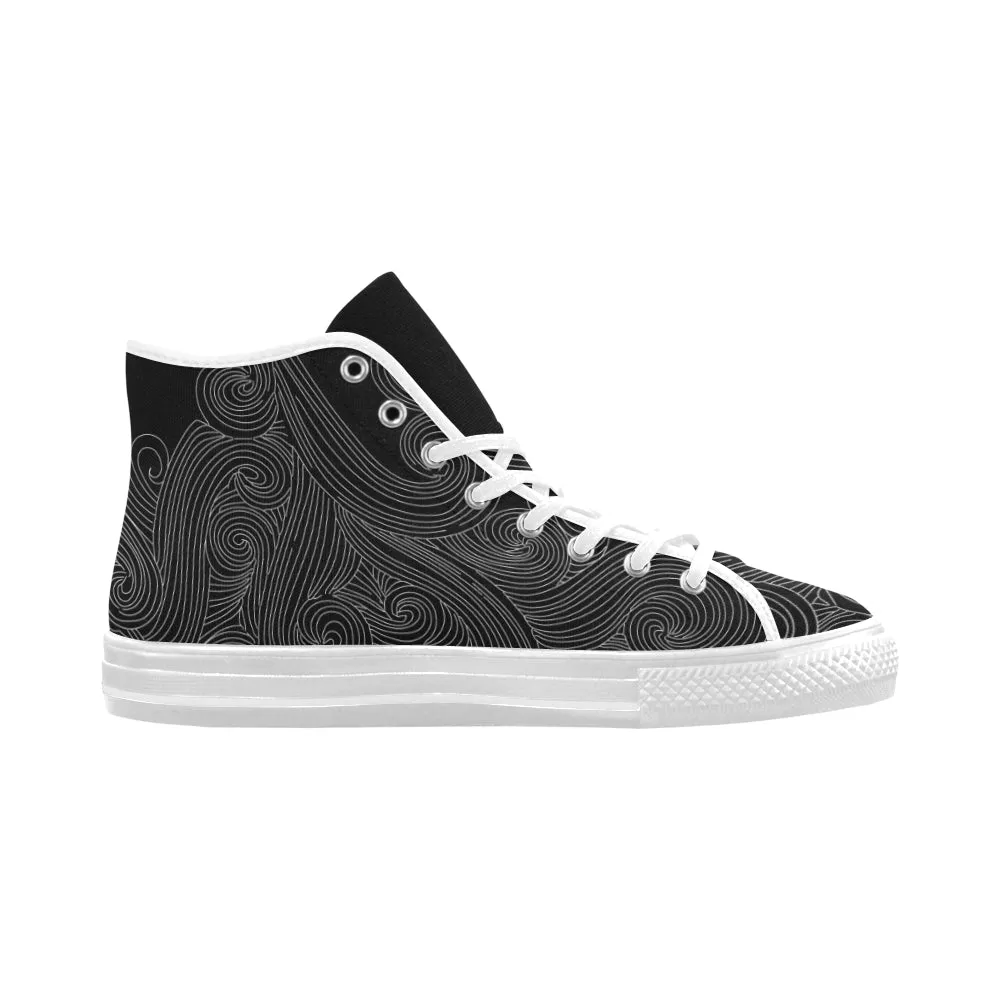 Men's Aquarius Water Bearer Black Zodiac Print Canvas High Top Shoes