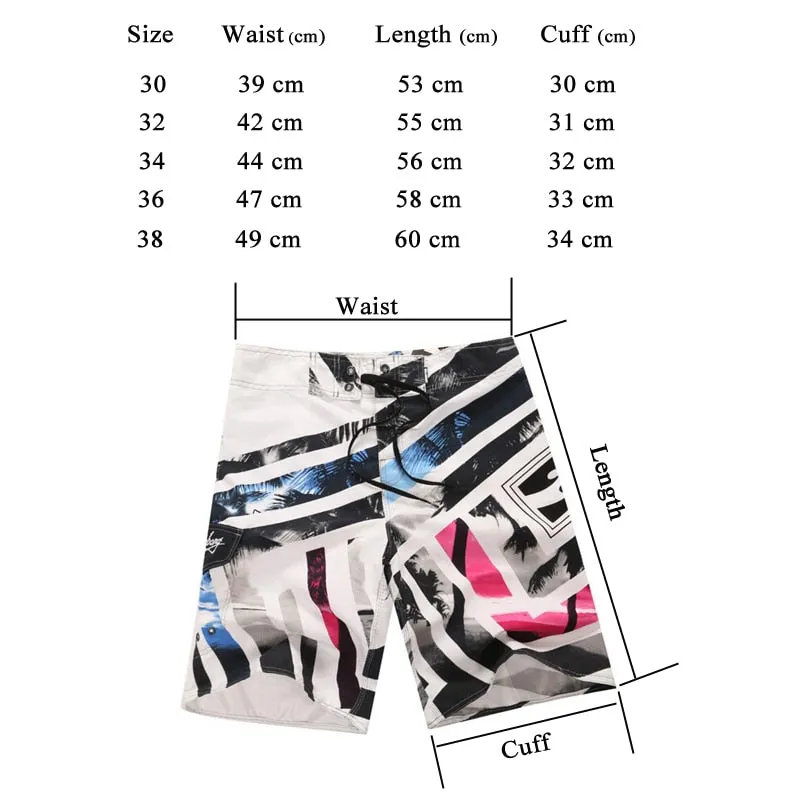 Men's Beach Trunks Board Shorts with Elastic Waist and Pocket