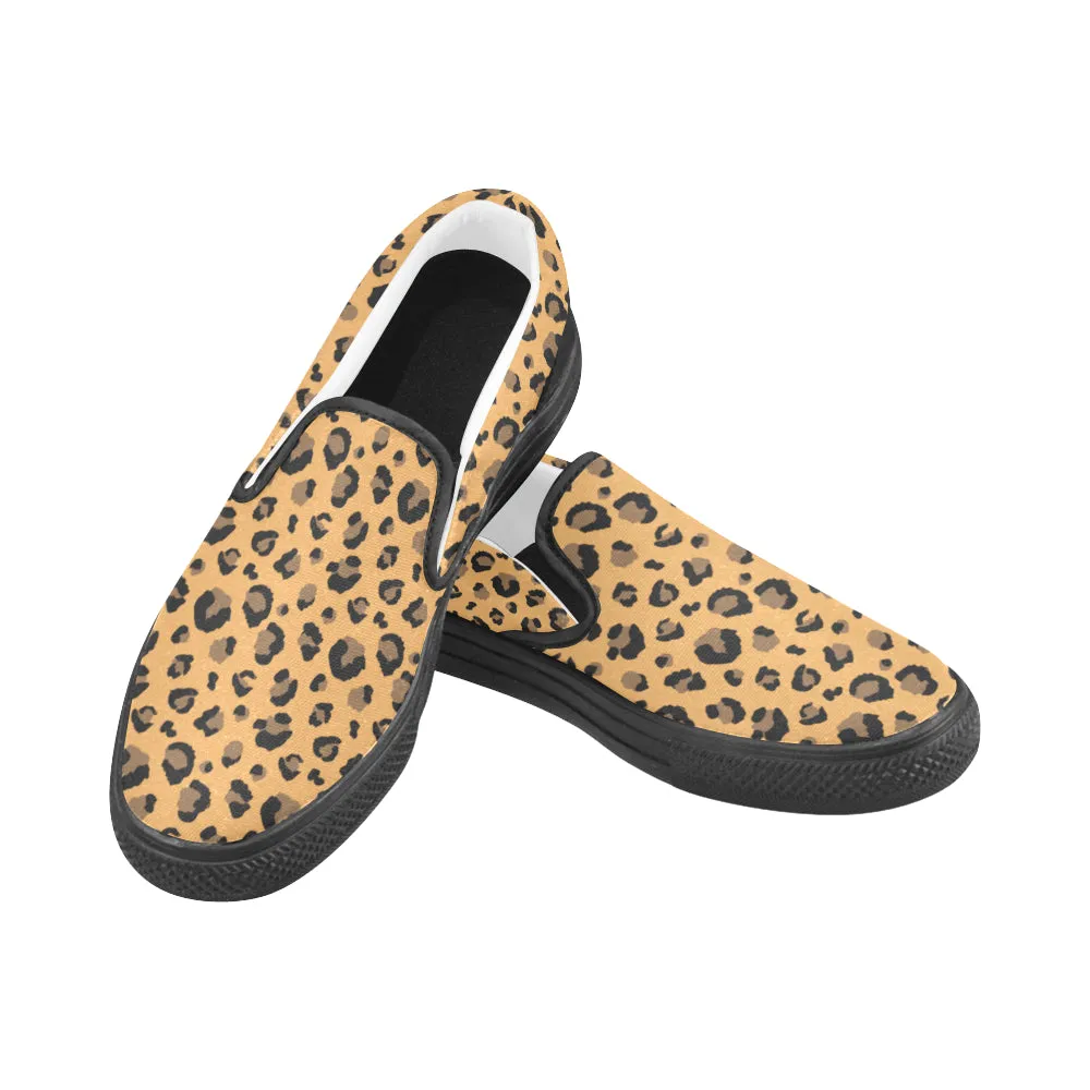 Men's Big Size Leopard Print Slip-on Canvas Shoes