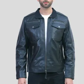 Mens Black Leather Motorcycle Jacket