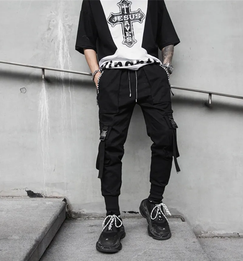 Men's black streetwear casual Pants