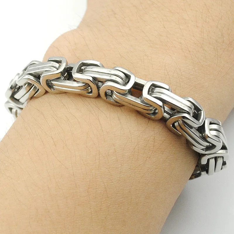 Men's Bracelets Gold Chain Link Bracelet Stainless Steel Byzantine