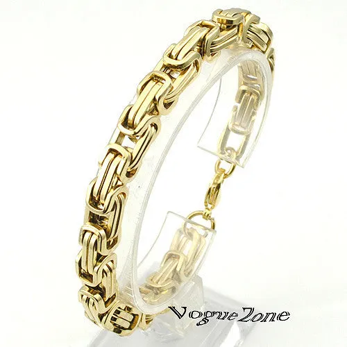 Men's Bracelets Gold Chain Link Bracelet Stainless Steel Byzantine