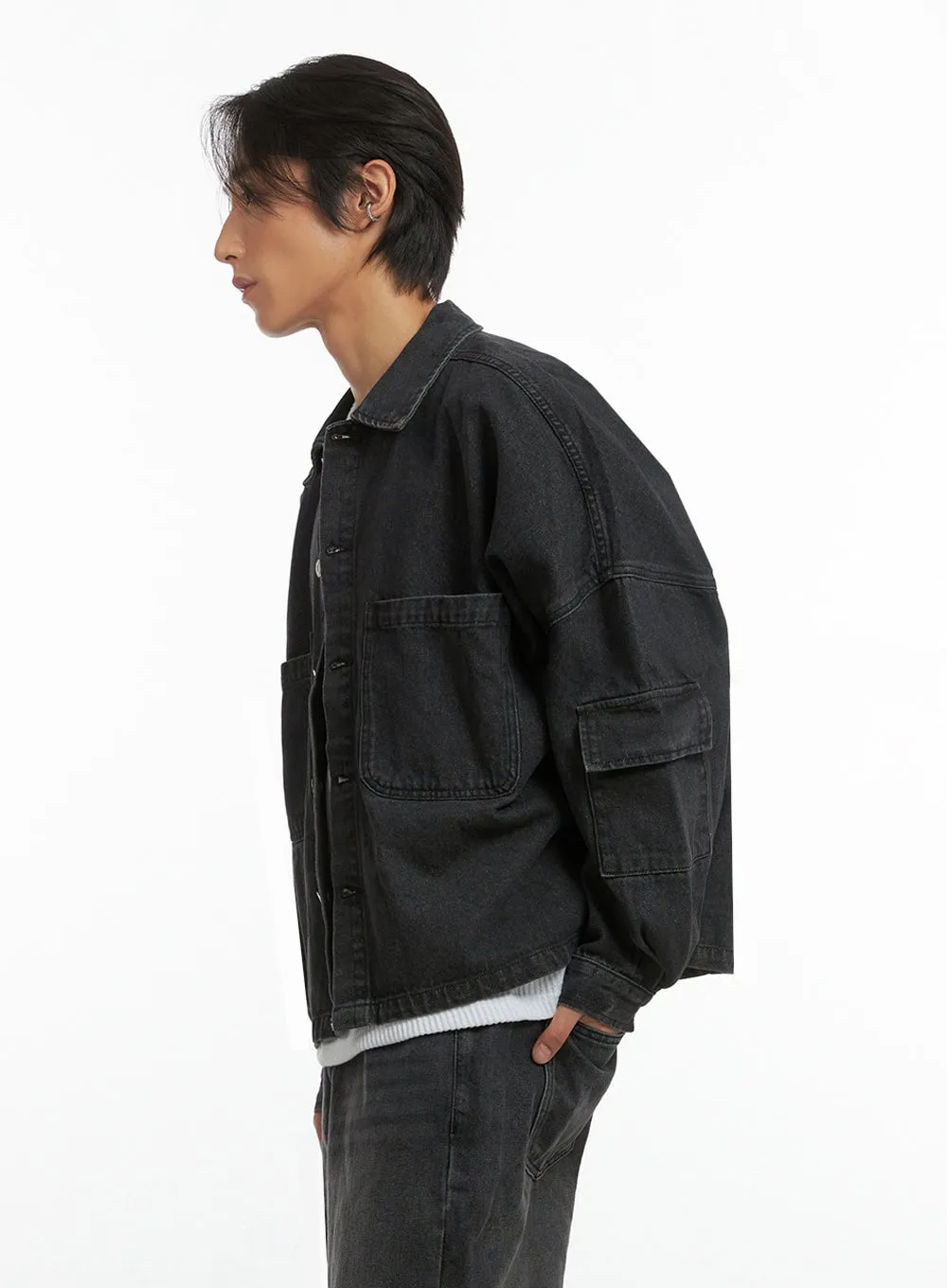 Men's Buttoned Nomard Denim  Jacket IO402