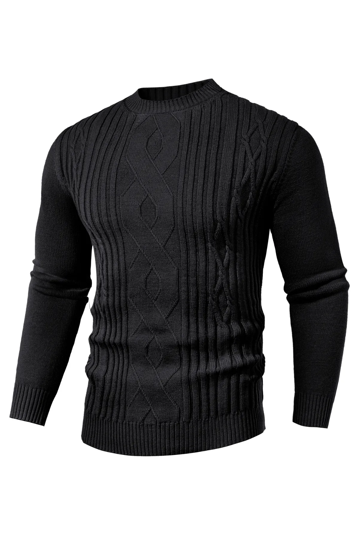 Mens Cable Knit Pullover Sweater Vintage Crewneck Warm Casual Sweaters