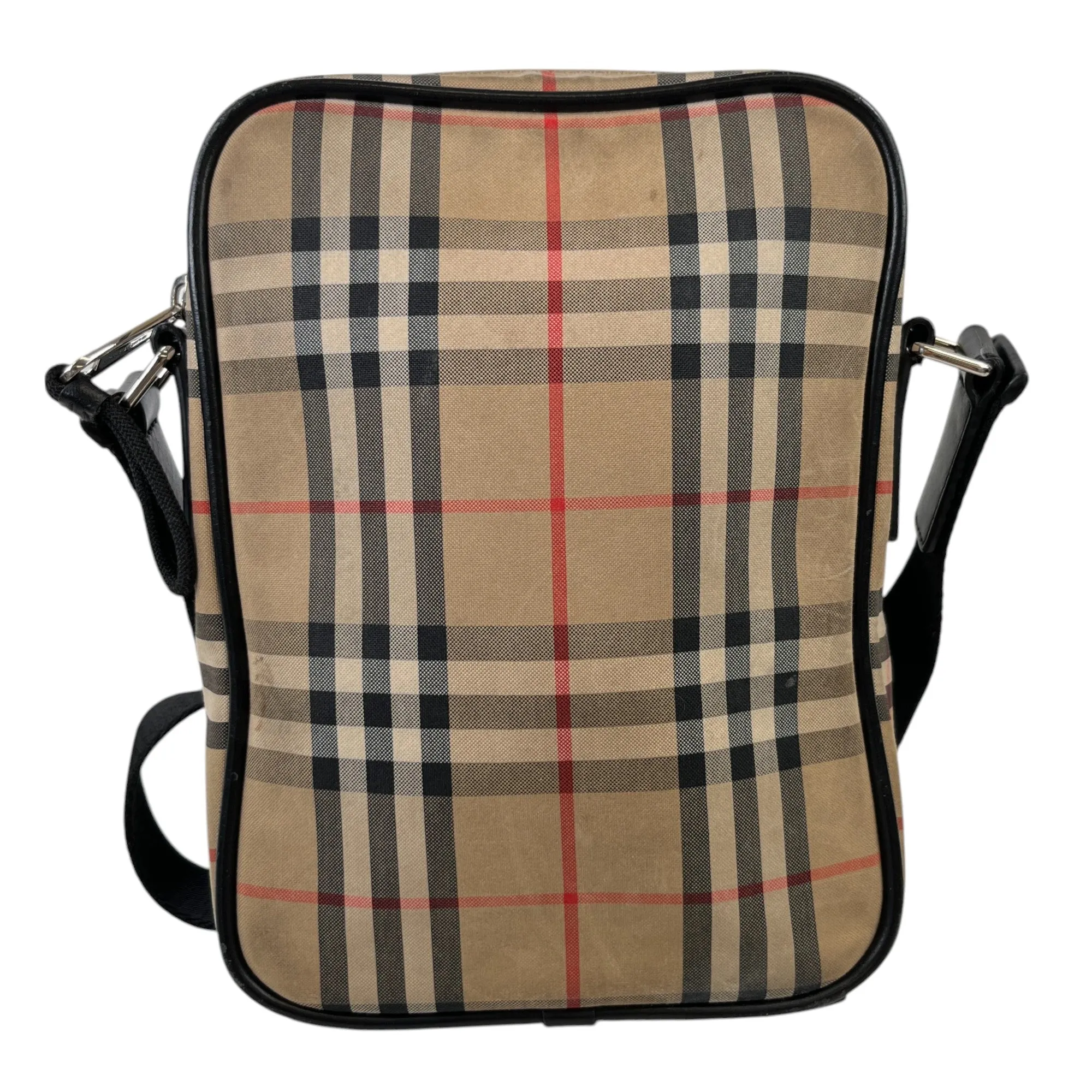 Men's Check Messenger Bag Beige