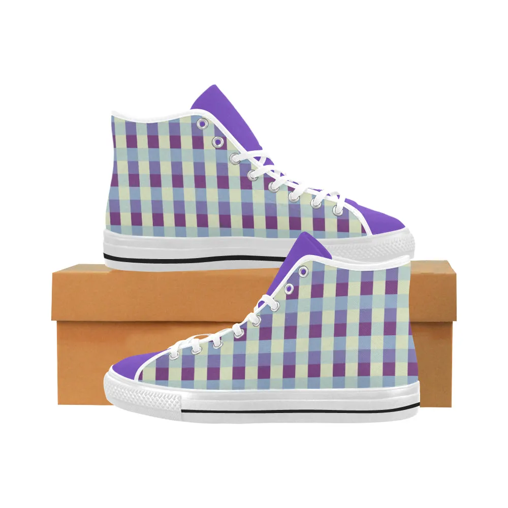 Men's Checker Print High Top Canvas Shoes