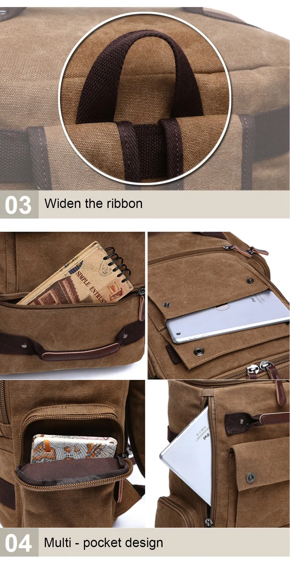 Men's Classic Canvas Travel Backpack