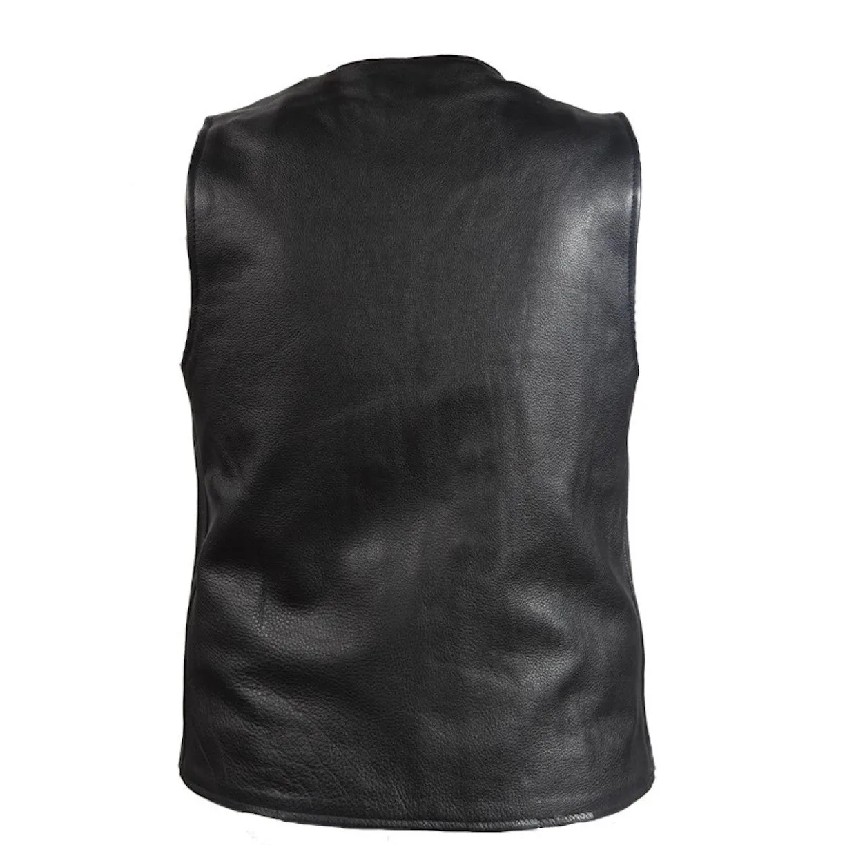 Mens Classic Naked Leather Motorcycle Club Vest With Gun Pockets