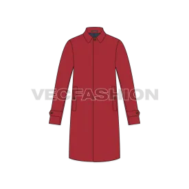 Mens Classic Raincoat Vector Template