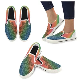 Men's Colorful Doodled Mandala Print Canvas Slip-on Shoes