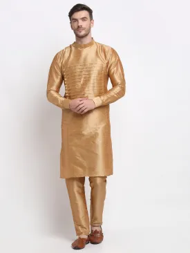 Men's Copper Solid Kurta With Churidaar Pyjama - Benstoke