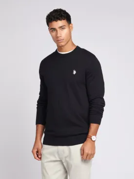 Mens Cotton Crewneck in Black Bright White DHM