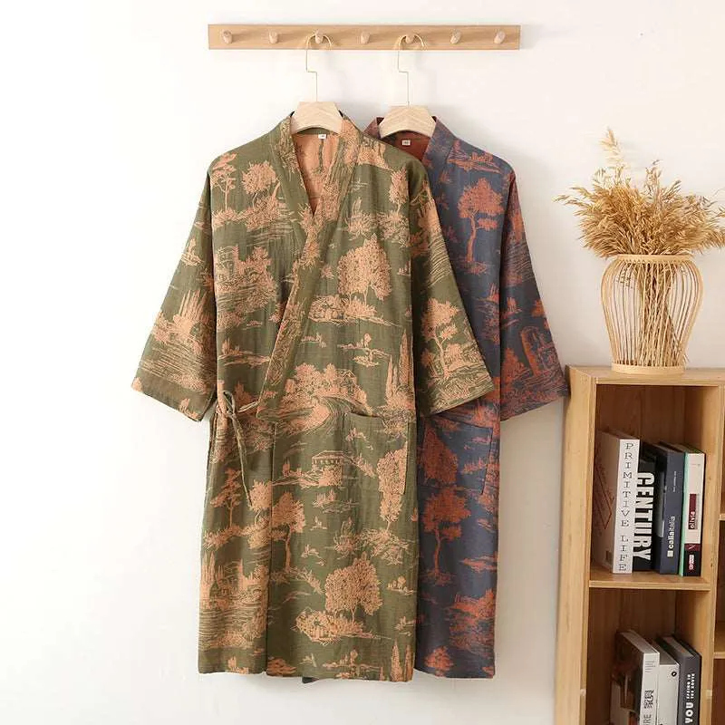 Men's Cotton Kimono Long Robe