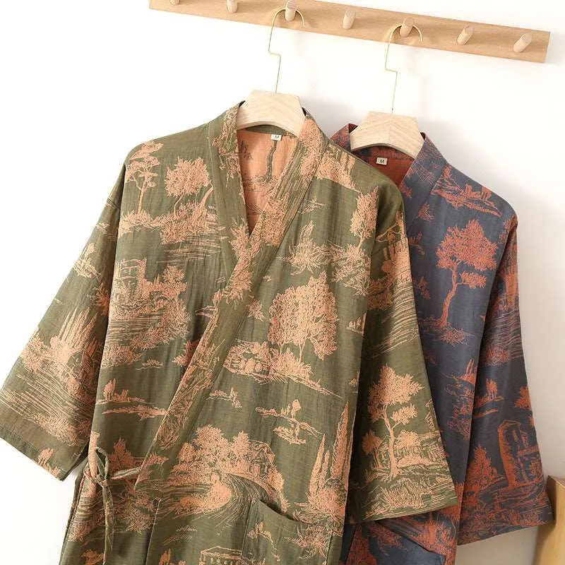 Men's Cotton Kimono Long Robe