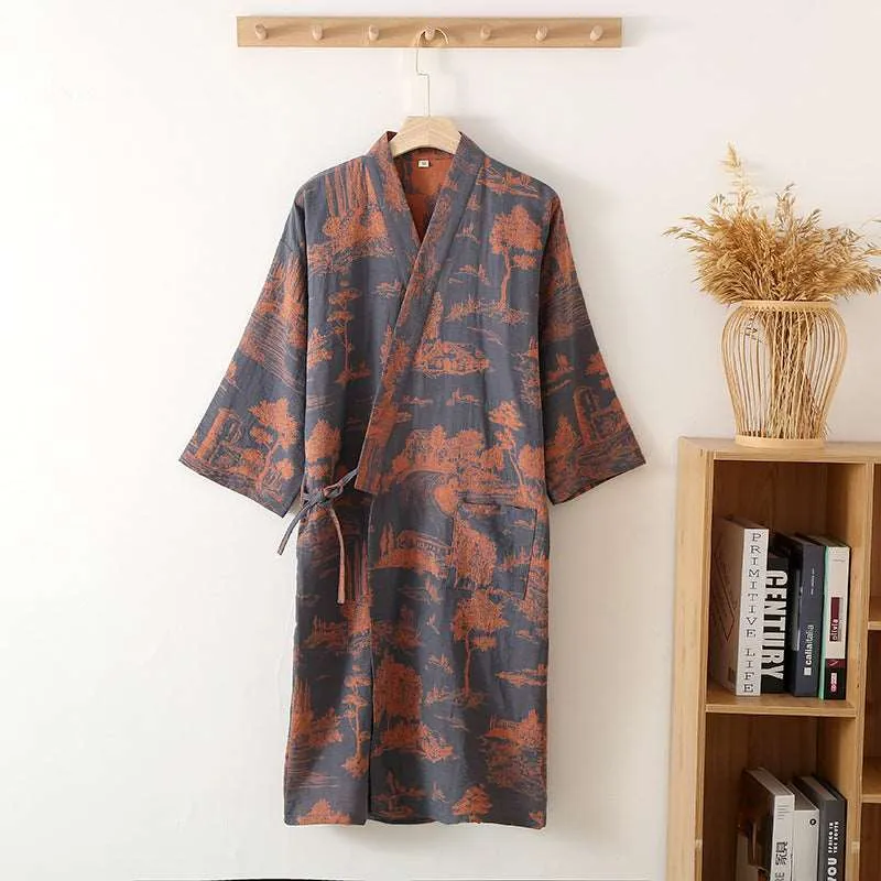 Men's Cotton Kimono Long Robe