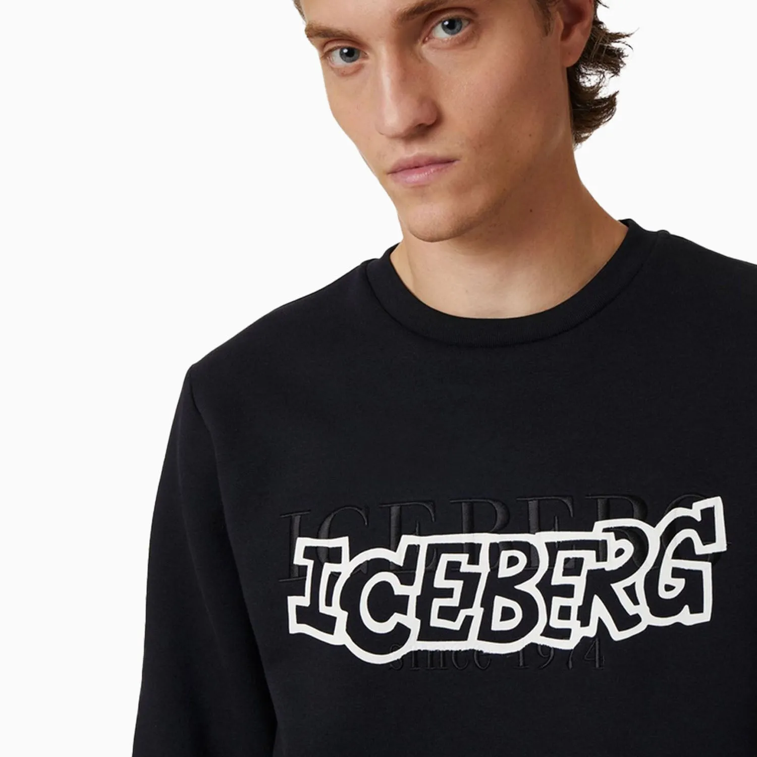 Men's Crew Neck Sweatshirt With Institutional And Cartoon Logo