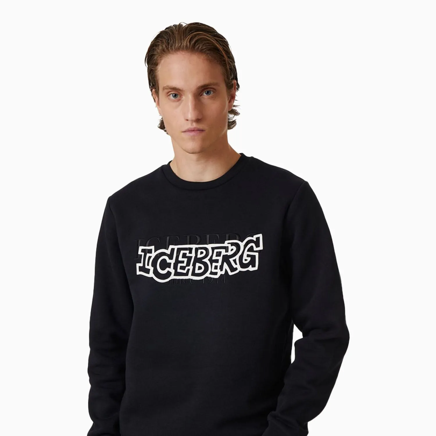 Men's Crew Neck Sweatshirt With Institutional And Cartoon Logo