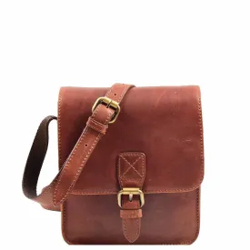 Mens Cross Body Shoulder Bag Leather BOWER Tan