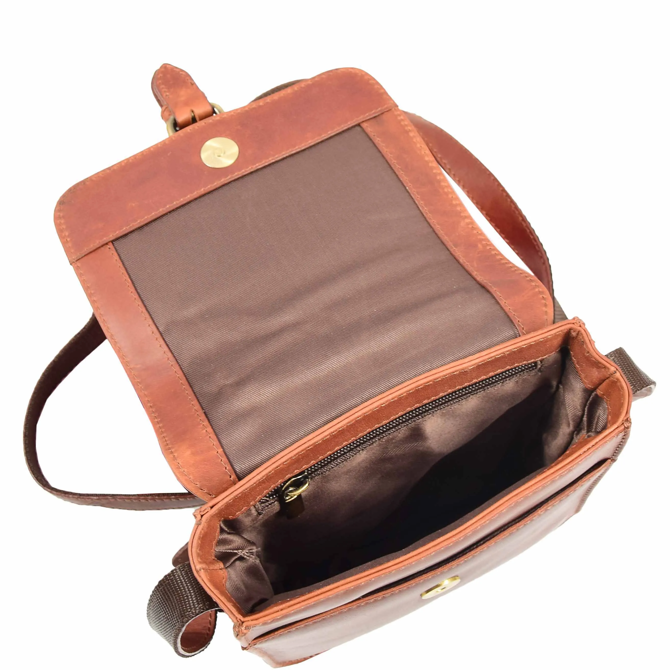 Mens Cross Body Shoulder Bag Leather BOWER Tan