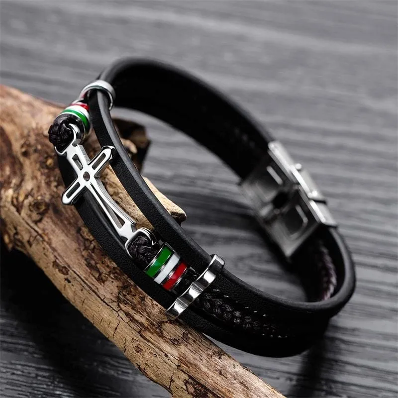 Men's Cross Bracelet <br> Elegant Sideways Cross