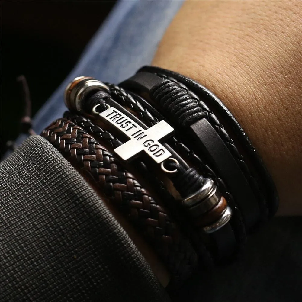 Men's Cross Bracelet <br> Trust in God (3pcs)