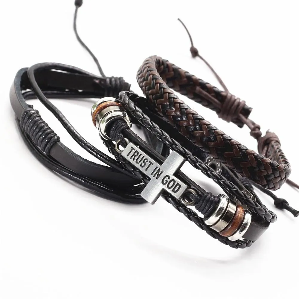 Men's Cross Bracelet <br> Trust in God (3pcs)