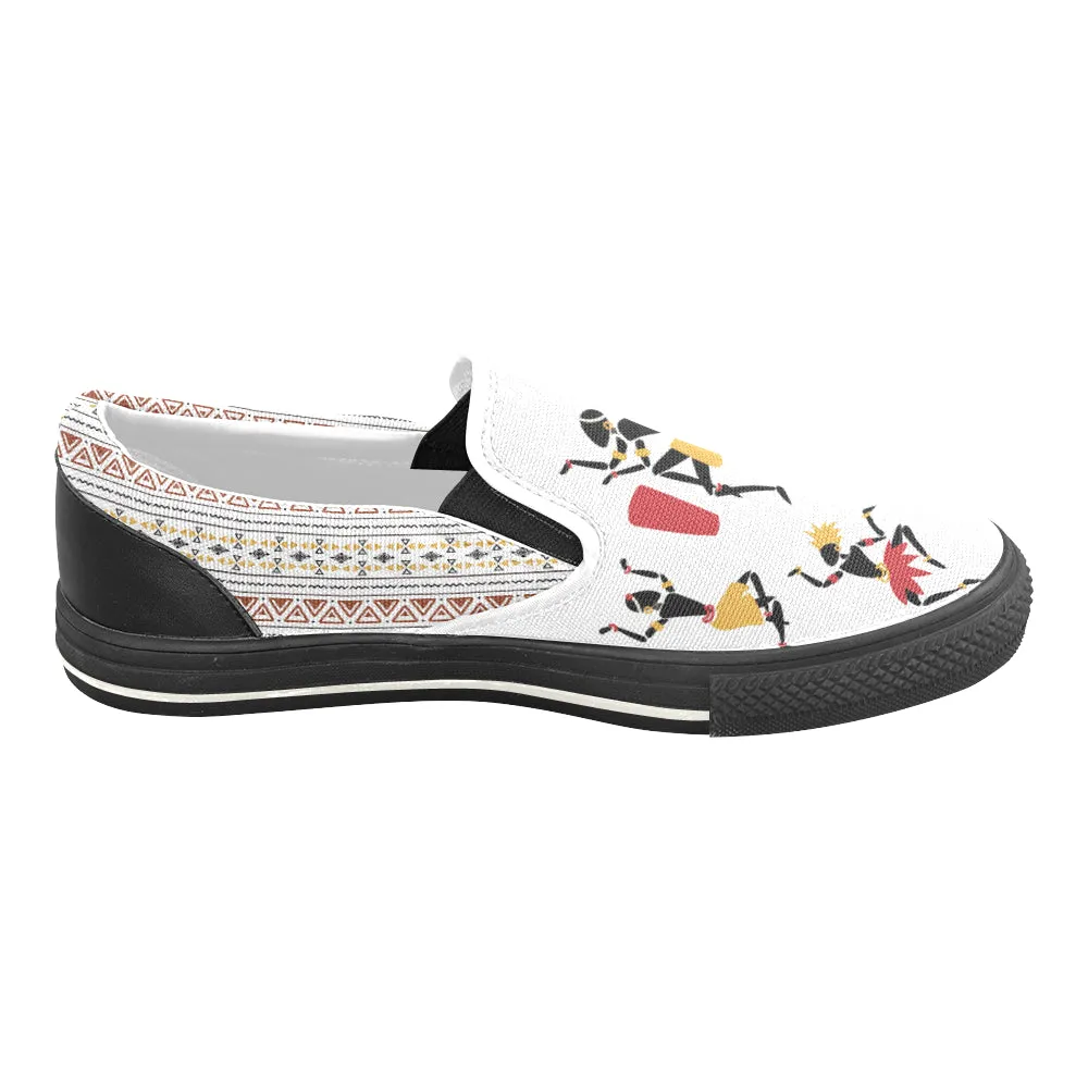 Men's Dancing Silhouette Tribal Print Slip-on Canvas Shoes