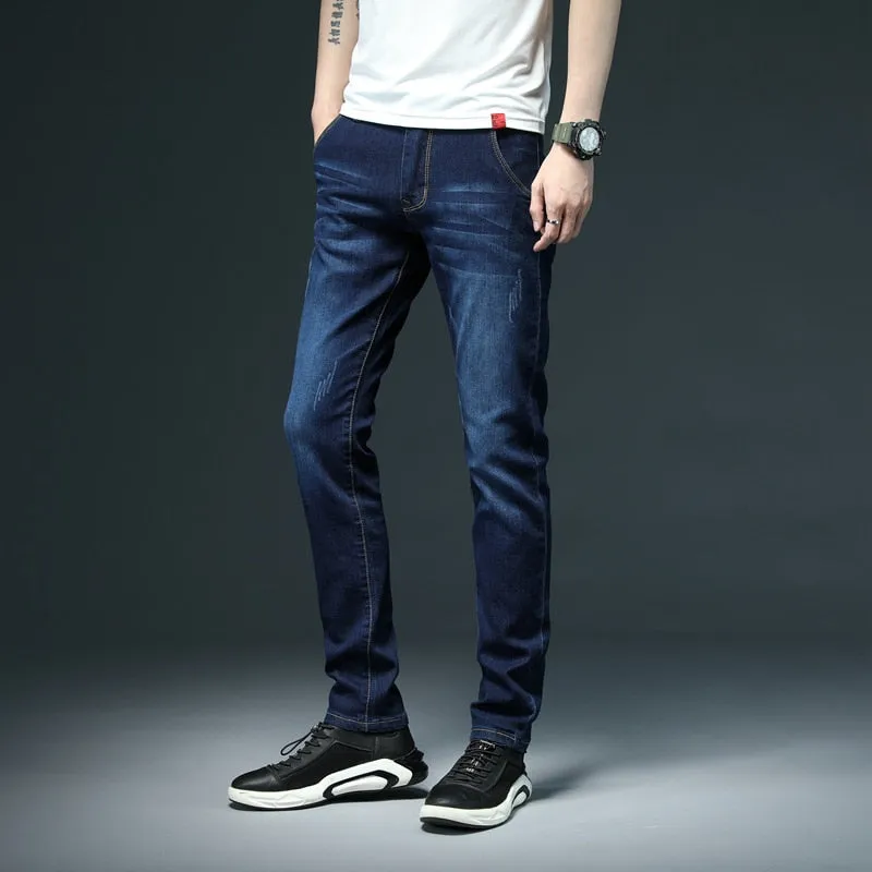 Men's Denim Jeans Solid Skinny Stretch Casual Slim Jeans - MJN0062