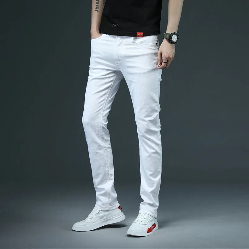 Men's Denim Jeans Solid Skinny Stretch Casual Slim Jeans - MJN0062