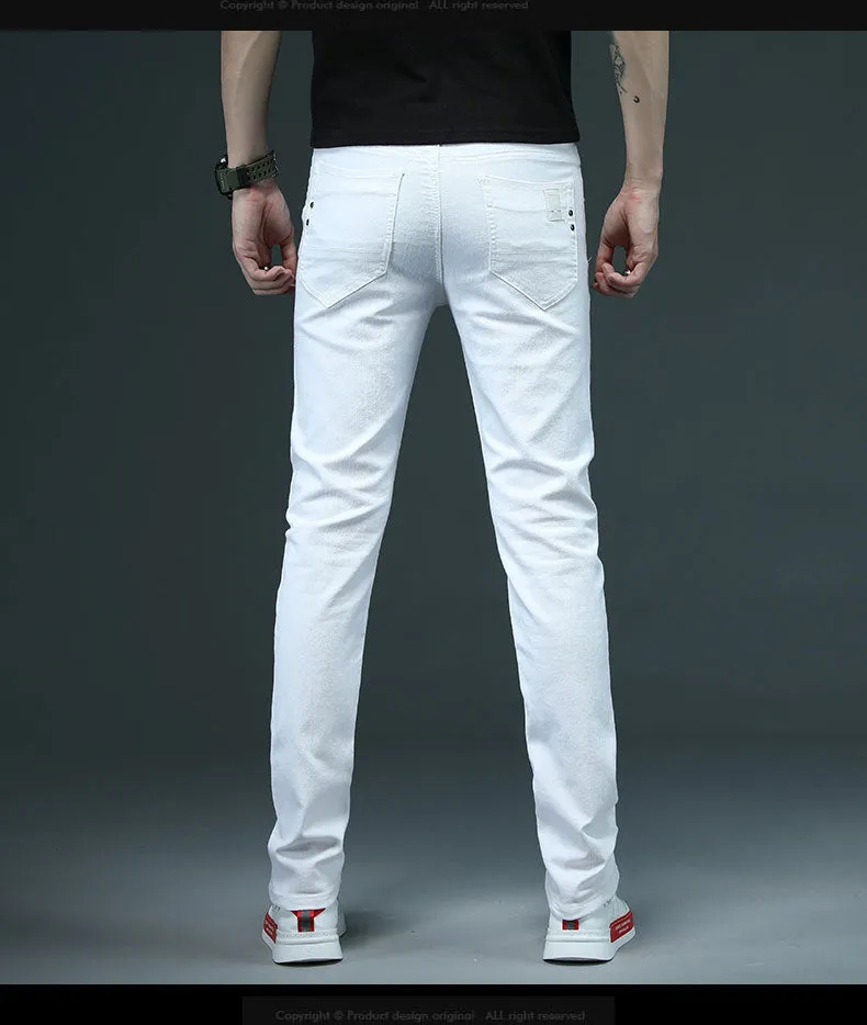 Men's Denim Jeans Solid Skinny Stretch Casual Slim Jeans - MJN0062