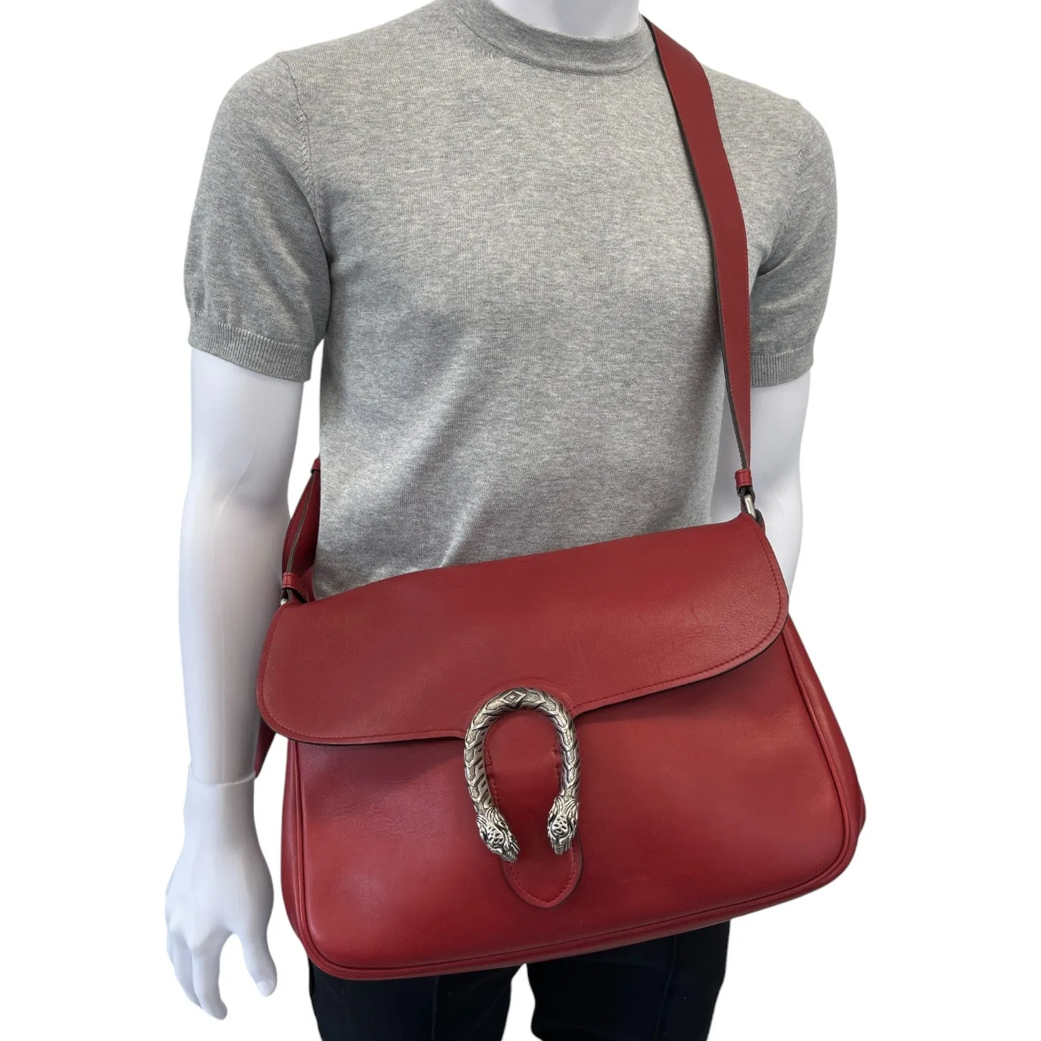 Men's Dionysus Smooth Leather Messenger Bag Burgundy