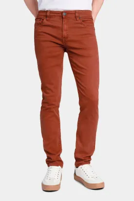 Men's Essential Skinny Fit Colored Jeans (Burnt Orange)