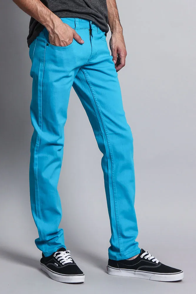 Men's Essential Skinny Fit Colored Jeans (Turquoise)