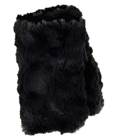 Men's Fingerless / Texting Gloves, Reversible - Luxury Faux Fur in Espresso Bean